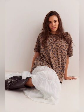 We The Free People Nina Tee Leopard Print Size S